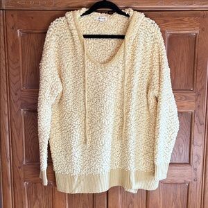 Oversized Sunshine Yellow Miracle Popcorn-Knit Hoodie Sweater Size S/M